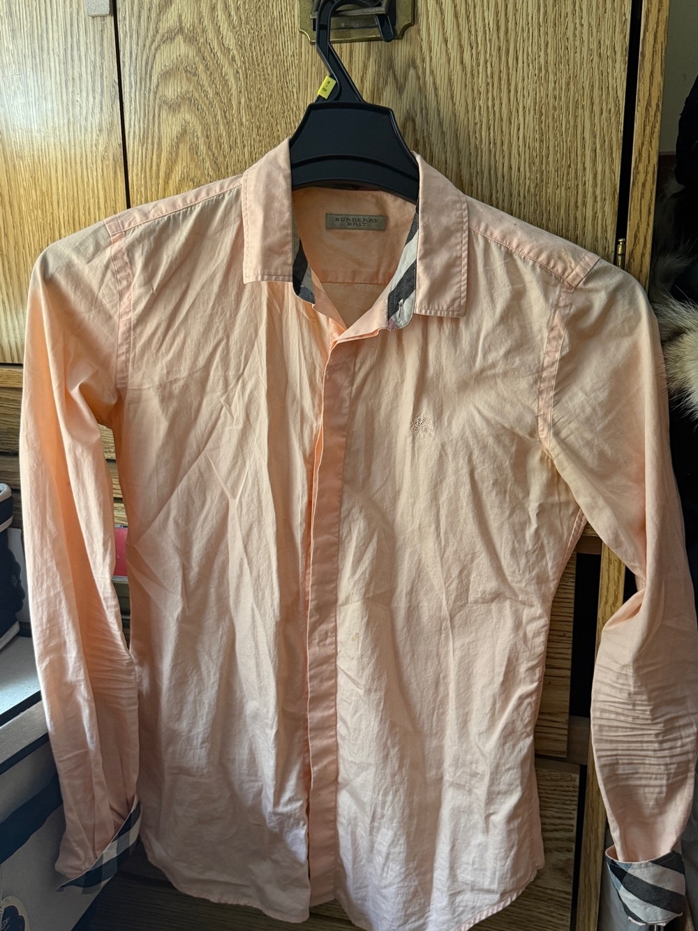 Burberry Peach Button-Up Dress Shirt